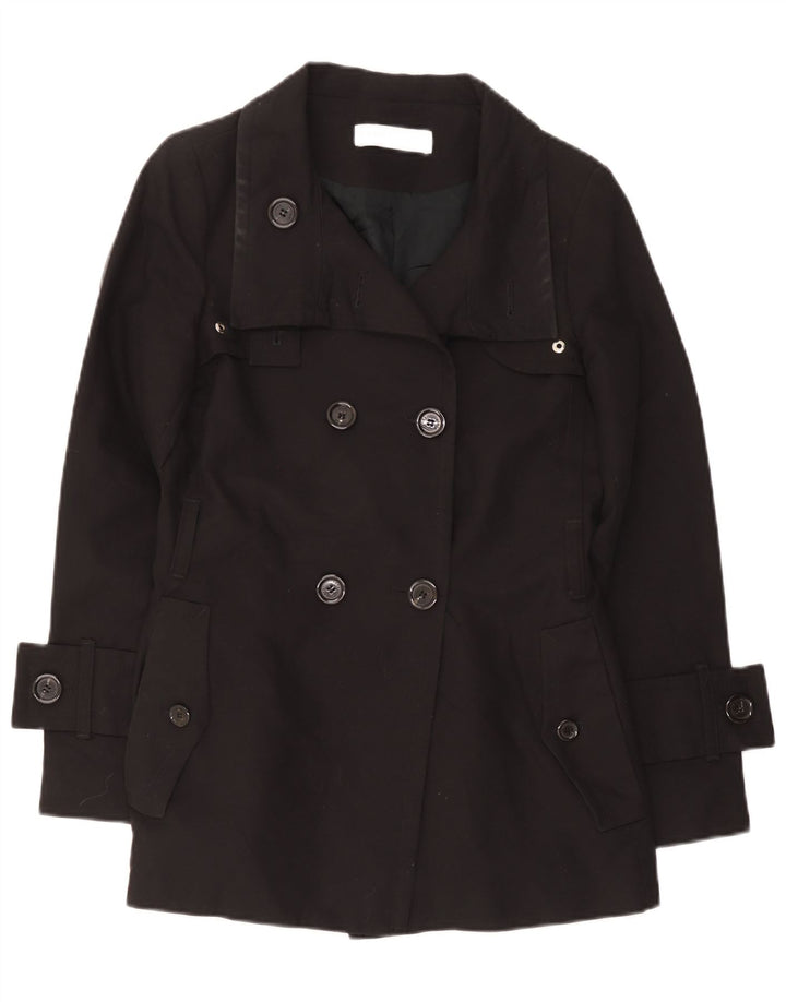 Zara Womens Pea Coat UK 14 Large Black Bomuld