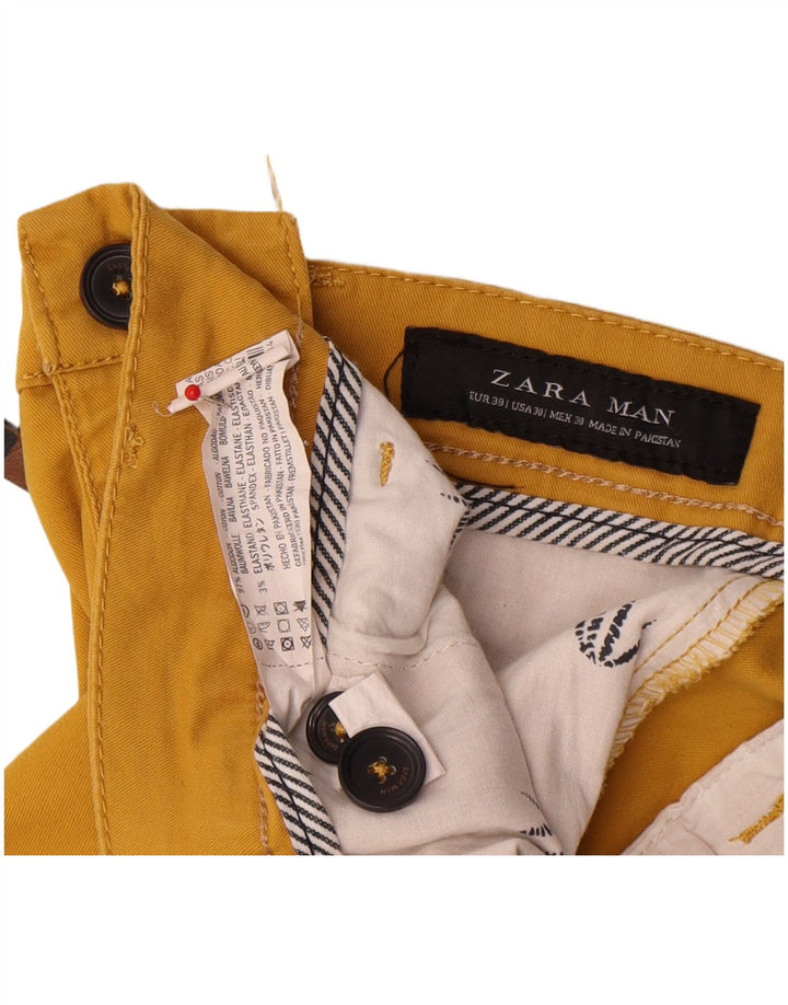 Zara Herre Chino Shorts EU 38 Small W30 Yellow Bomuld