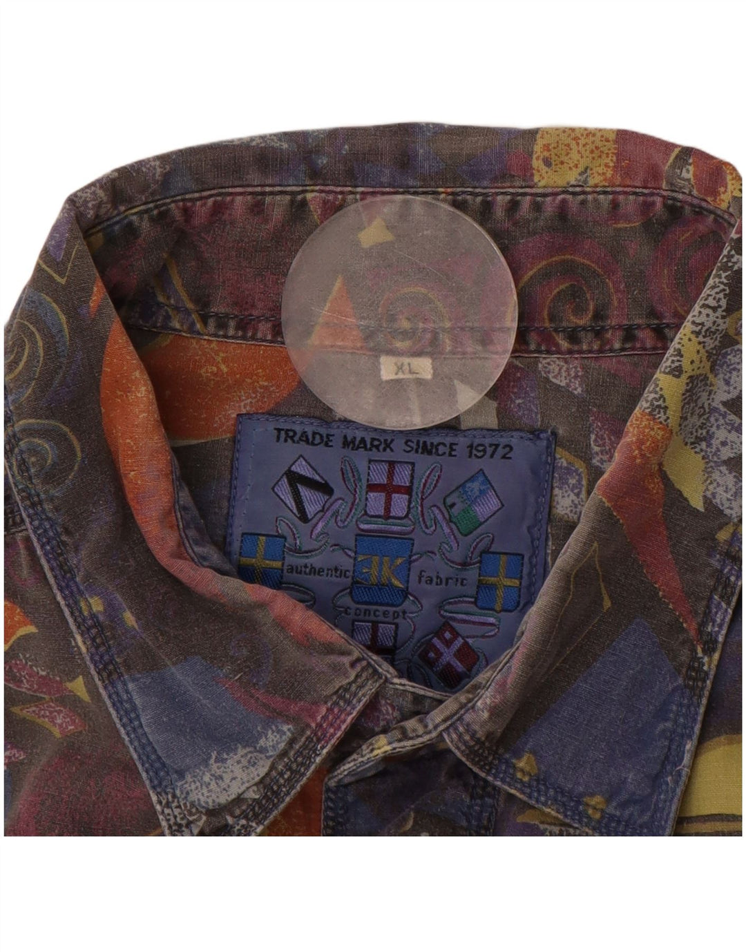 VINTAGE Herre abstrakt mønster skjorte XL multifarvet