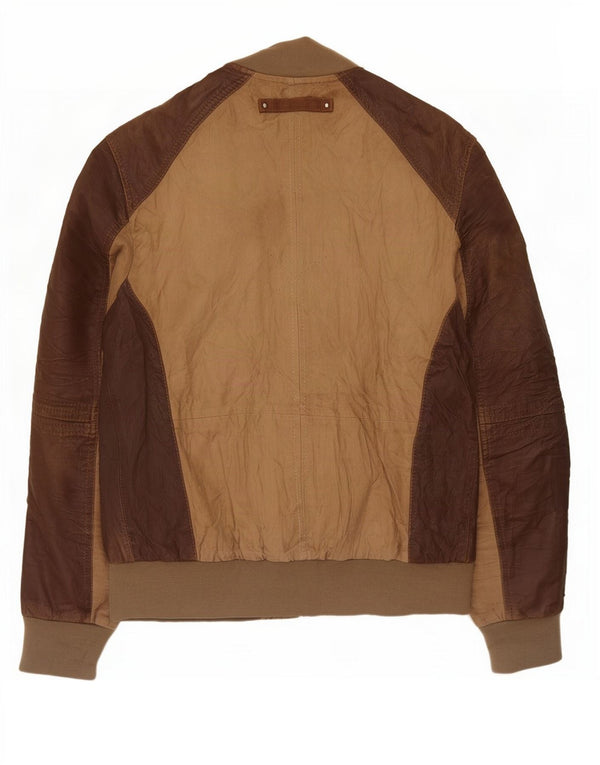OVS Dame Læderjakke IT 48 Medium Brun Colourblock