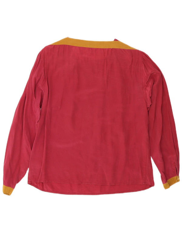 REINE SEIDE Langærmet blusetop til kvinder EU 40 Medium Burgundy Silke