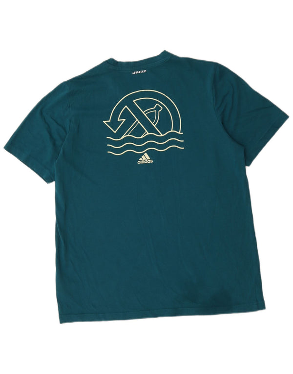 Adidas Mens Aeroready Graphic T-Shirt Top Medium Green Cotton