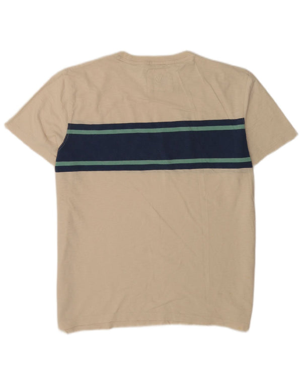 Fat Face Herre T-Shirt Top Stor Beige Colourblock Bomuld