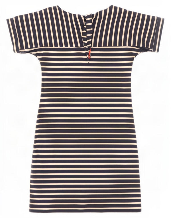 Weird Fish Womens T-Shirt Dress UK 8 Small Navy Blue Striped Cotton