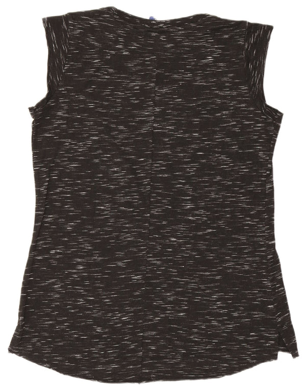 Champion Kvinder Grafisk Vest Top UK 10 Small Black Flecked