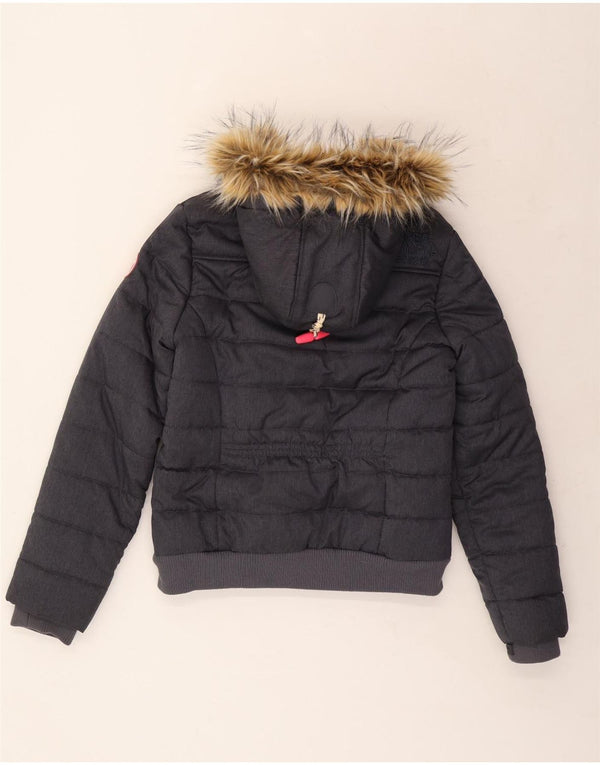 SUPERDRY Polstret hættejakke til kvinder UK 14 Stor marineblå polyester