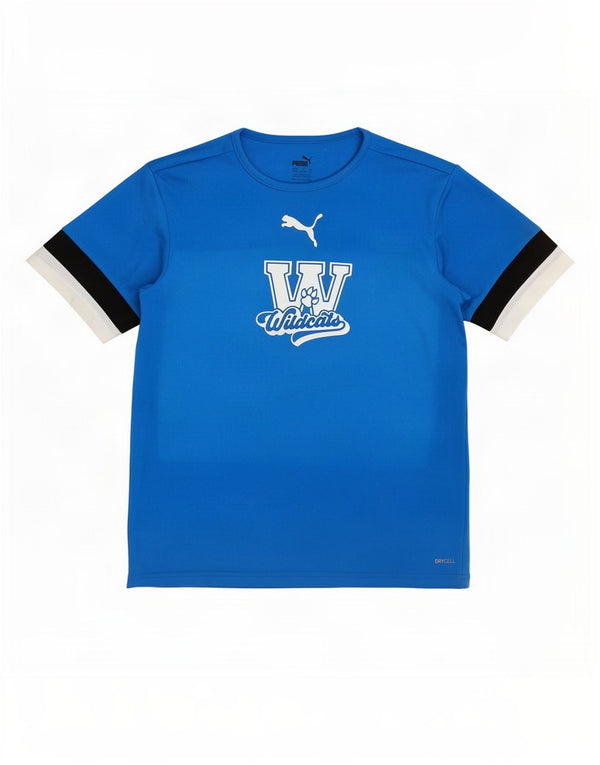 Puma Boys Wildcats Grafisk T-Shirt Top 13-14 År Stor Blå Polyester