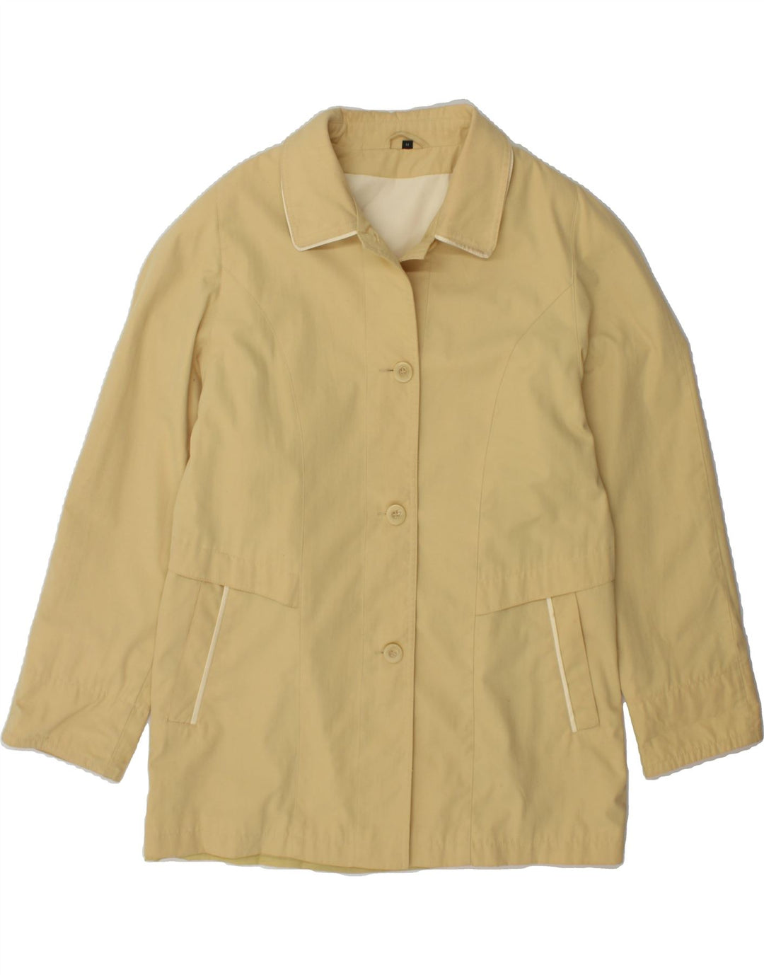VINTAGE Womens Overcoat UK 14 Medium Yellow Polyester Vintage Vintage and Second-Hand Vintage from Messina Hembry 