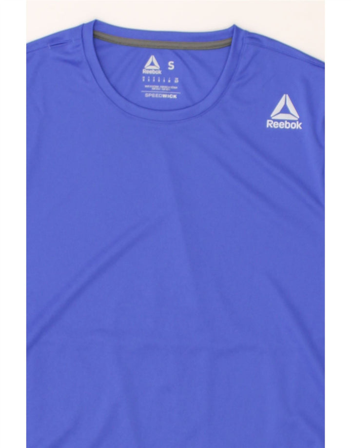 REEBOK Mens Graphic T-Shirt Top Small Blue Polyester | Vintage Reebok | Thrift | Second-Hand Reebok | Used Clothing | Messina Hembry 