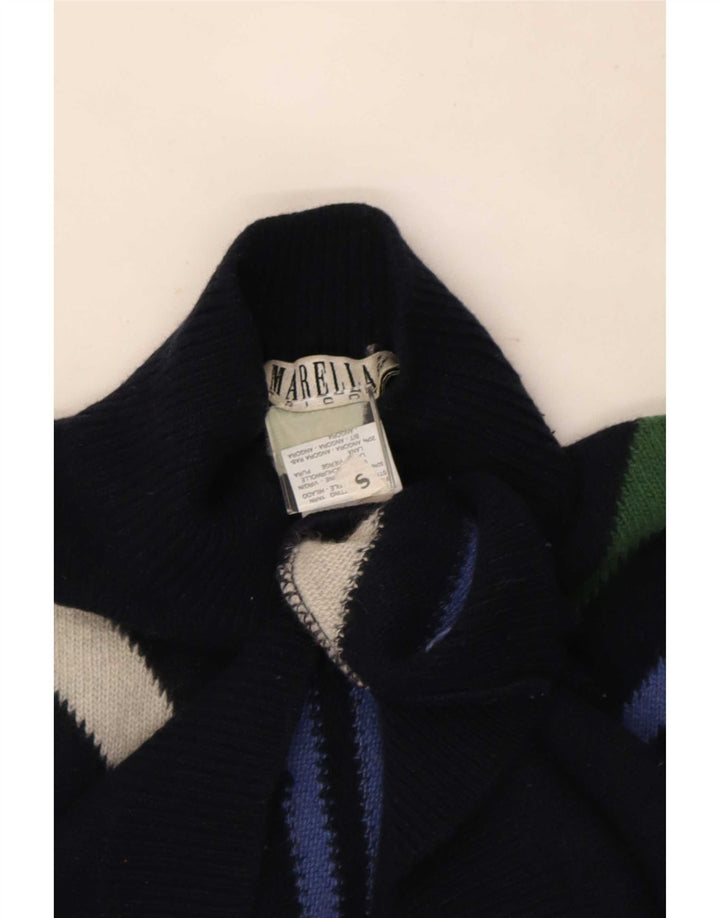 Marella Dame Turtle Neck Jumper Sweater UK 10 Small Navy Blue Stribet