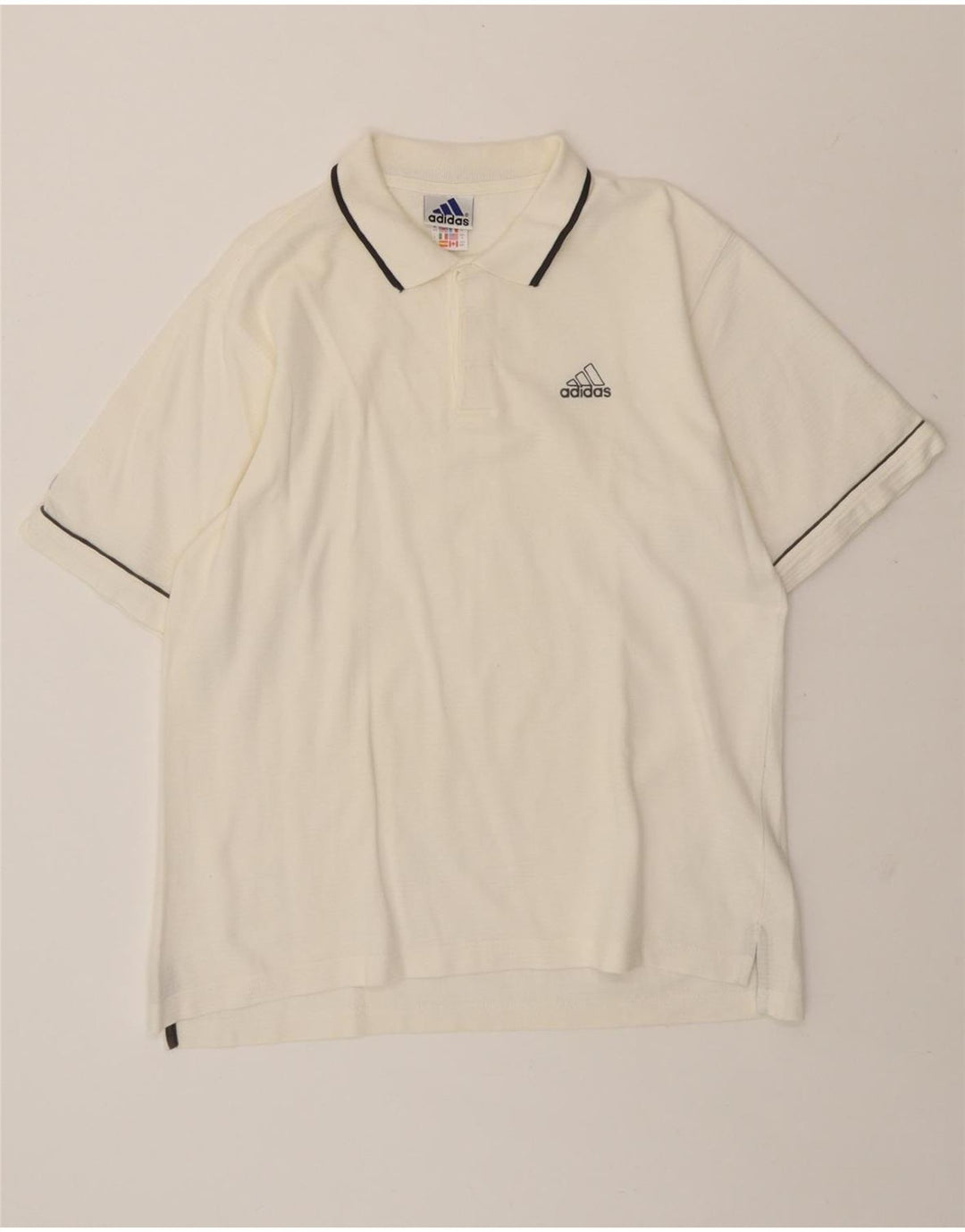 ADIDAS Mens Polo Shirt UK 40/42 Medium White Vintage Adidas and Second-Hand Adidas from Messina Hembry 