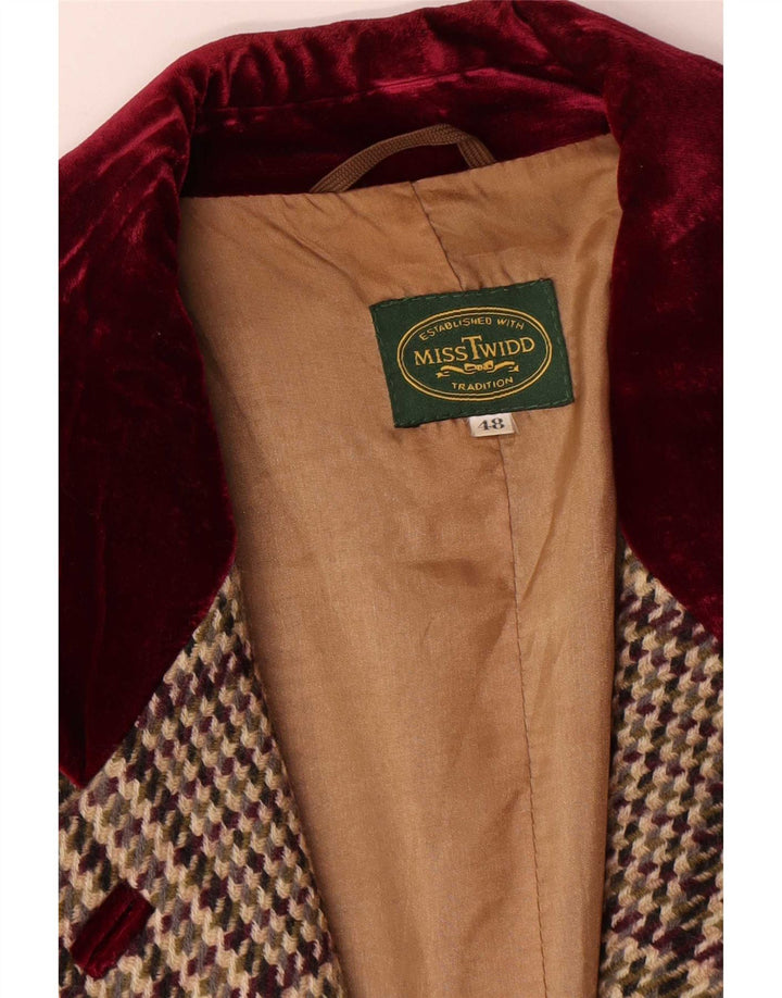 Vintage dame 3-knaps blazerjakke IT 48 XL Beige ternet jomfruuld