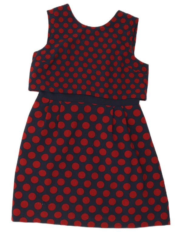 Oasis Dame Ærmeløs Skede Kjole UK 16 Large Navy Blue Polka Dot