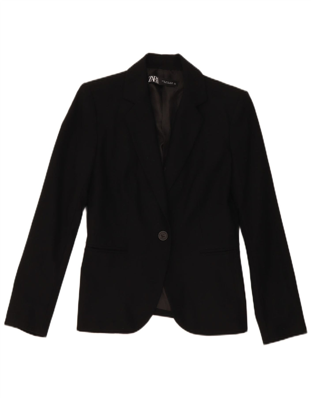 Zara Dame 1 Knap Blazer Jakke EU 36 XS Sort Polyester