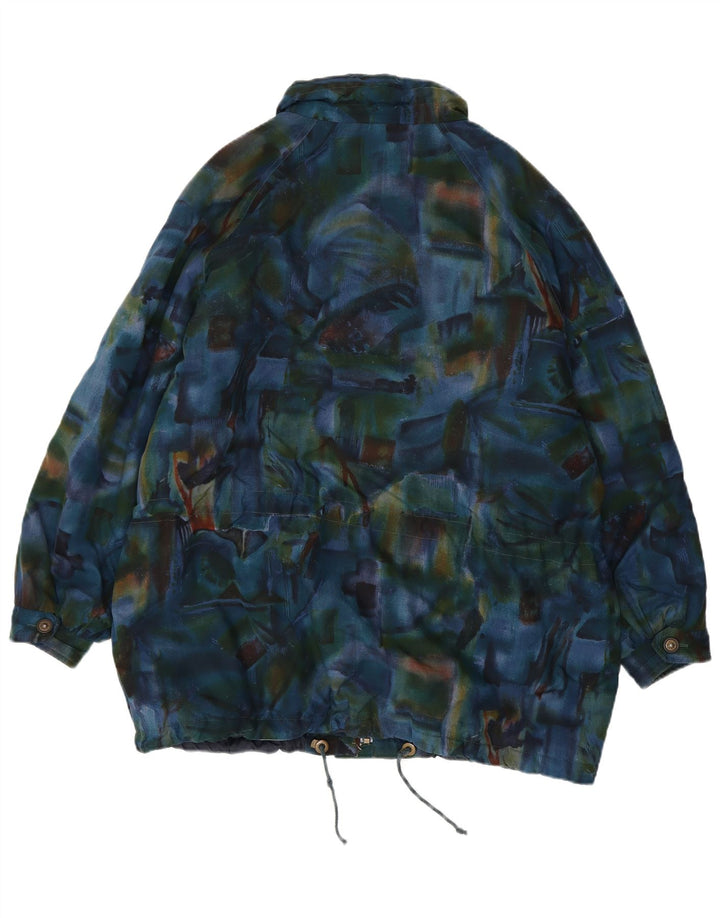 VINTAGE Dame Oversized Windbreaker Coat UK 20 2XL Navy Blue Tie Dye