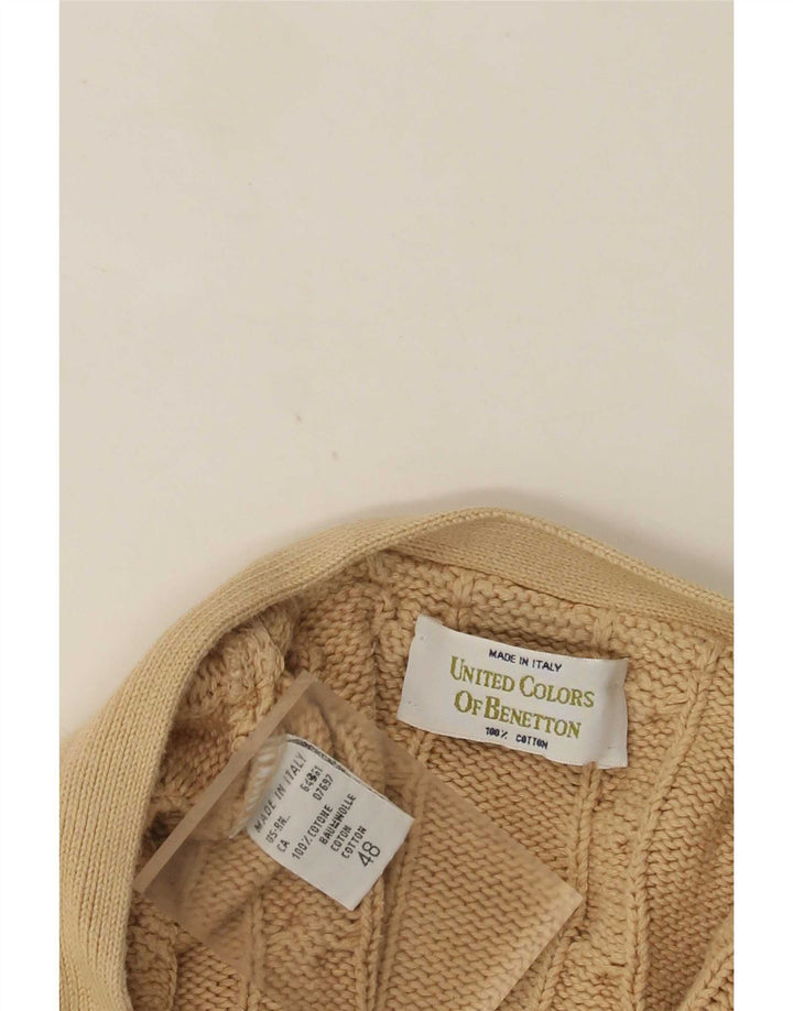 Benetton Herre Cardigan Sweater IT 48 Medium Beige Bomuld