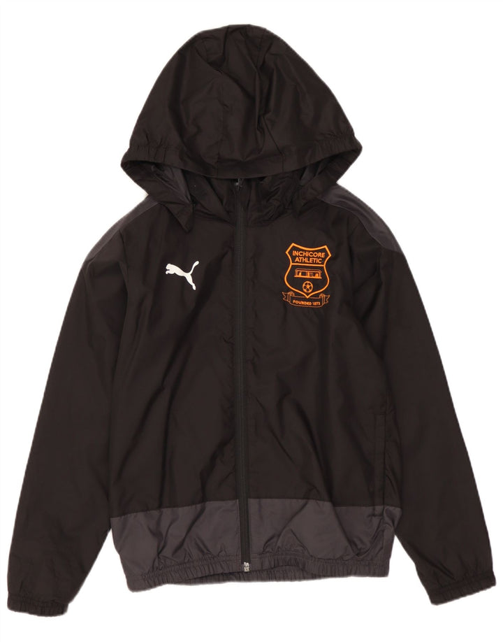 PUMA Grafisk regnjakke med hætte til piger 7-8 år Sort Colourblock Nylon