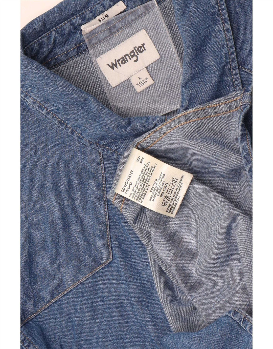 Wrangler Herre Slim Fit denimskjorte Stor blå bomuld