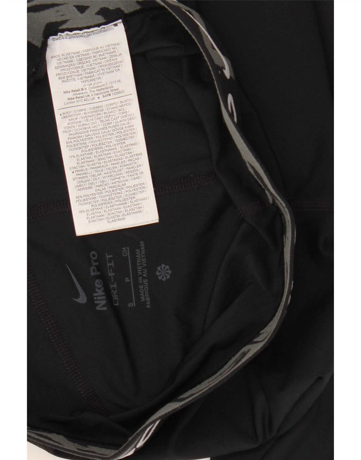 Nike Dame Dri Fit Grafiske Leggings UK 10 Small Black Polyester
