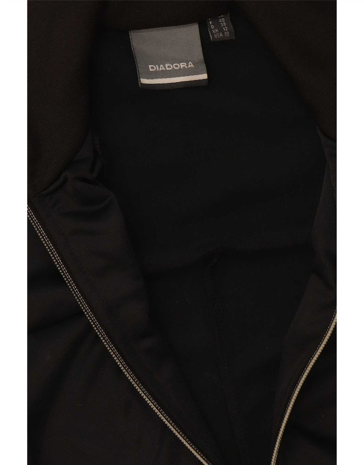 Diadora Dame Grafisk Træningsdragt Topjakke UK 12 Medium Sort Polyester
