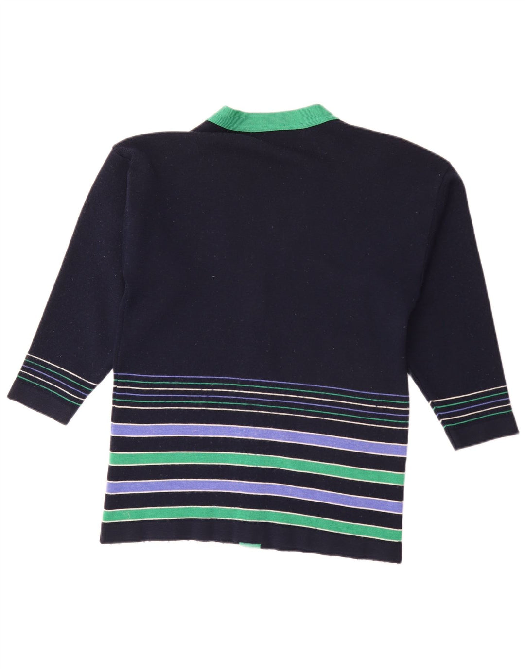 Edinburgh dame cardigan sweater UK 16 Stor marineblå stribet uld