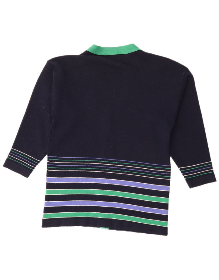 Edinburgh dame cardigan sweater UK 16 Stor marineblå stribet uld