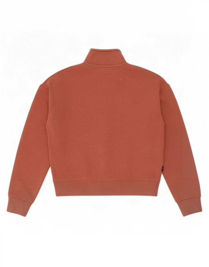 Superdry Womens Oversized Crop Zip Neck Sweatshirt Jumper UK 8 Small Brown