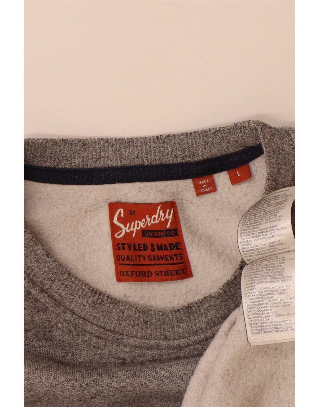 Superdry grafisk sweatshirt til mænd, stor grå flækket bomuld