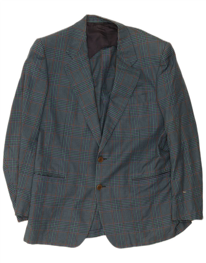 Vintage herre 2-knaps blazerjakke IT 52 Stor marineblå plaid bomuld
