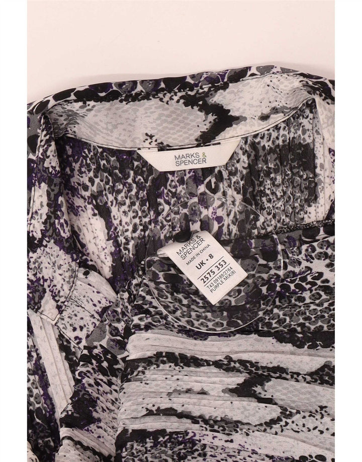 Marks & Spencer Dame Langærmet Bluse Top UK 8 Lille Lilla