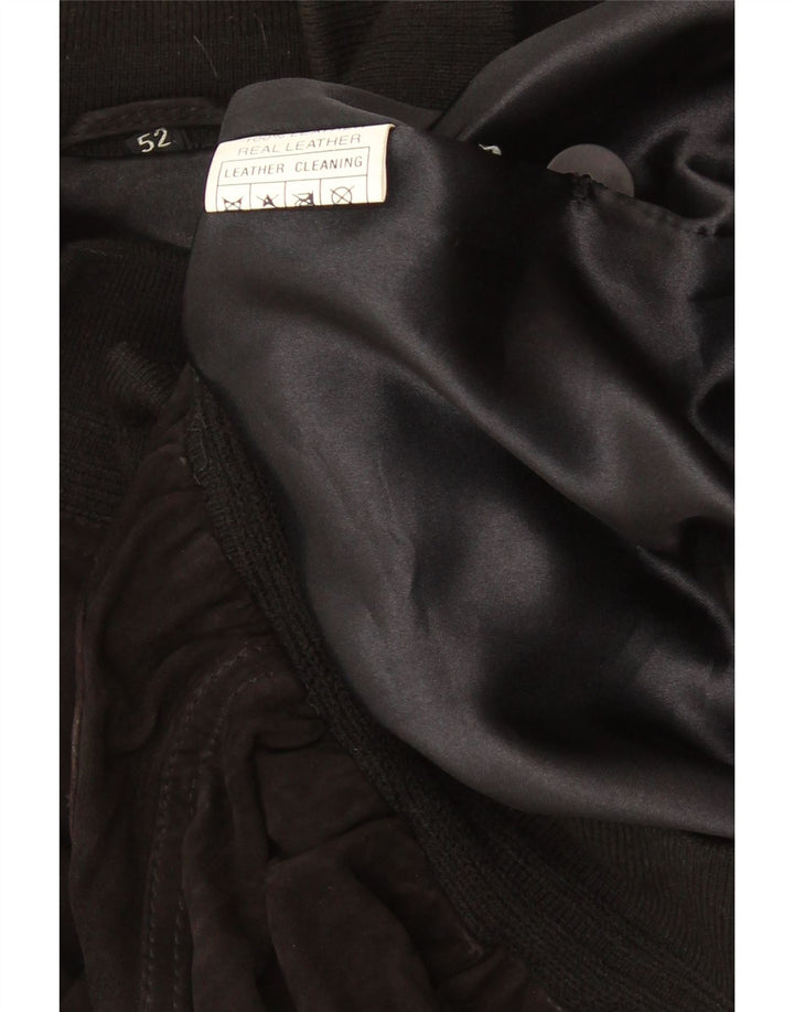 Vintage herre ruskind bomberjakke IT 52 XL sort læder