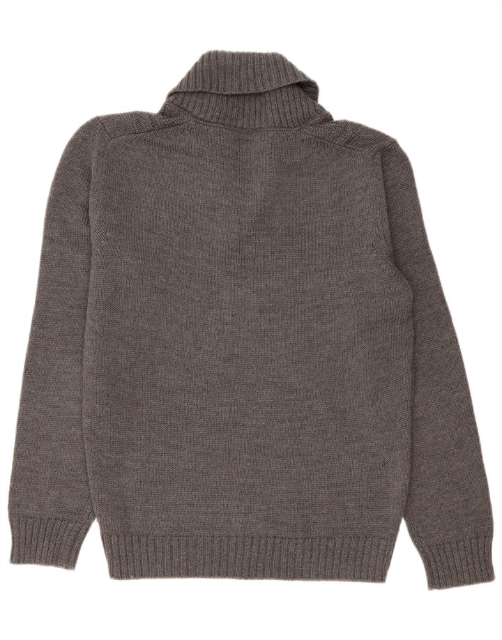 Bikkembergs Herre Shawl Neck Jumper Sweater Large Grå Colourblock Uld
