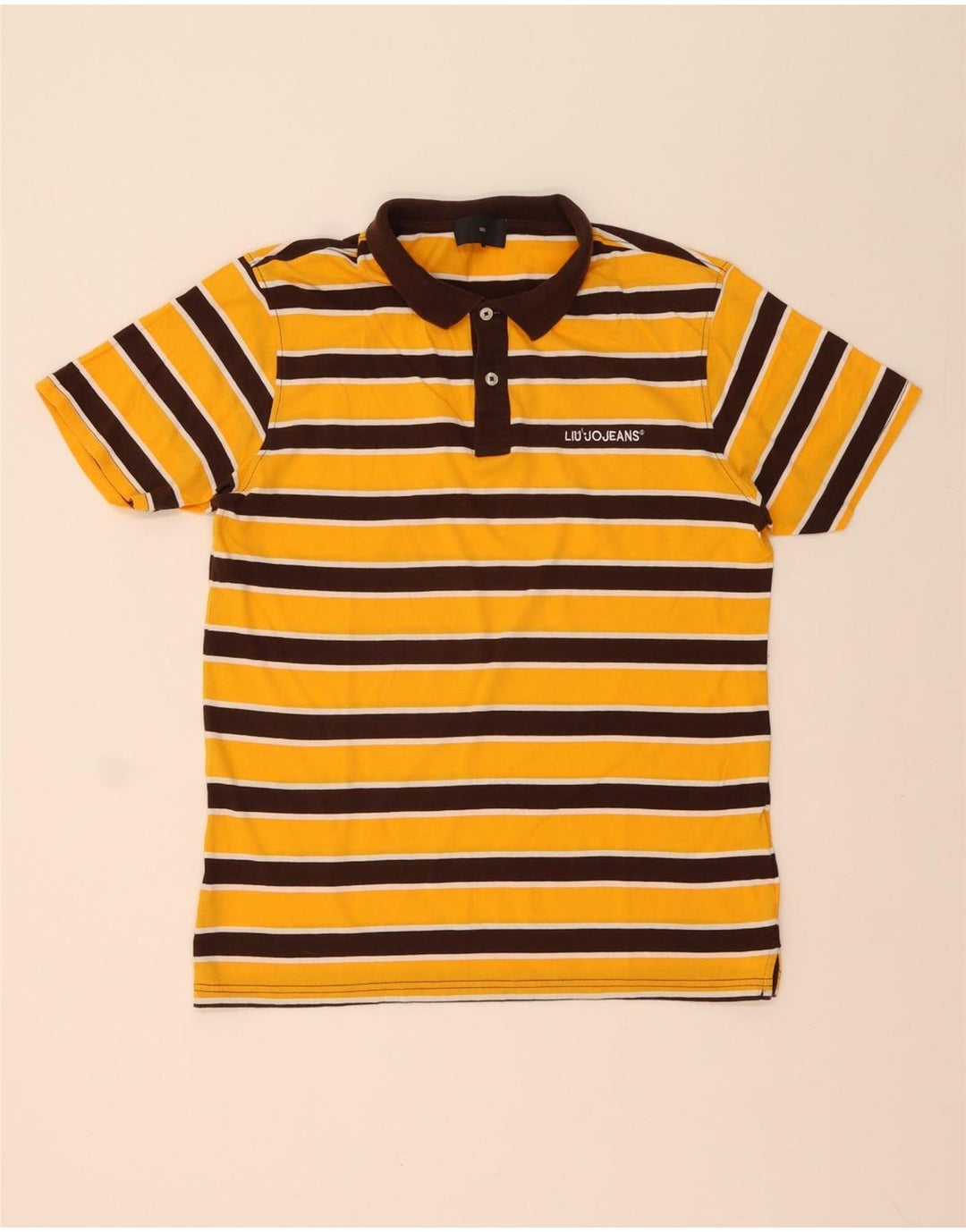 Liu Jo Herre poloshirt Medium gul stribet bomuld