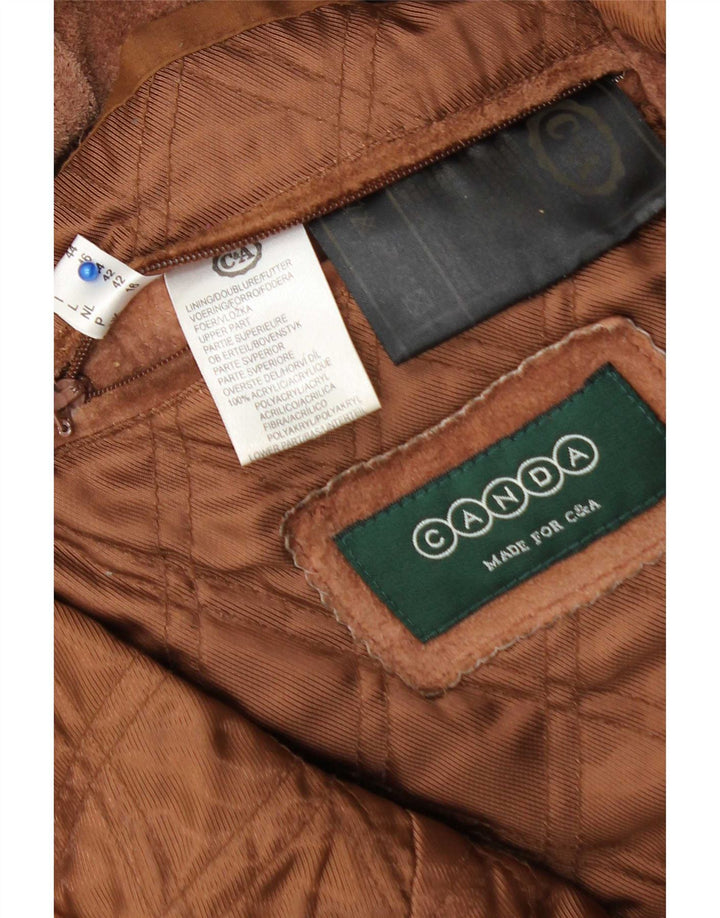 C&A Dame Canda Ruskind Windbreaker Coat UK 16 Stor Brun Læder