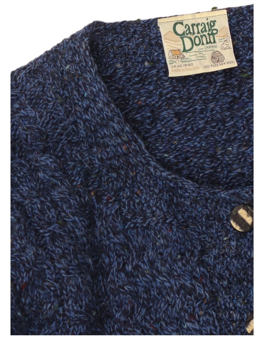 CARRAIG DONN Dame cardigan sweater UK 16 Large Navy Blue Flecked