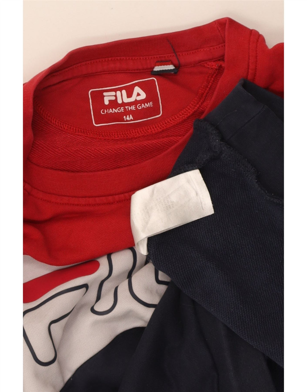 FILA Boys Graphic Sweatshirt Jumper 13-14 Years Navy Blue Colourblock