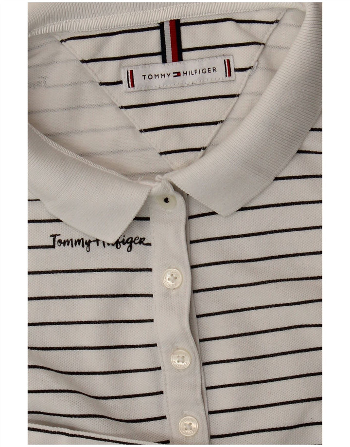 TOMMY HILFIGER Grafisk poloshirt til kvinder UK 14 Mellem hvid stribet