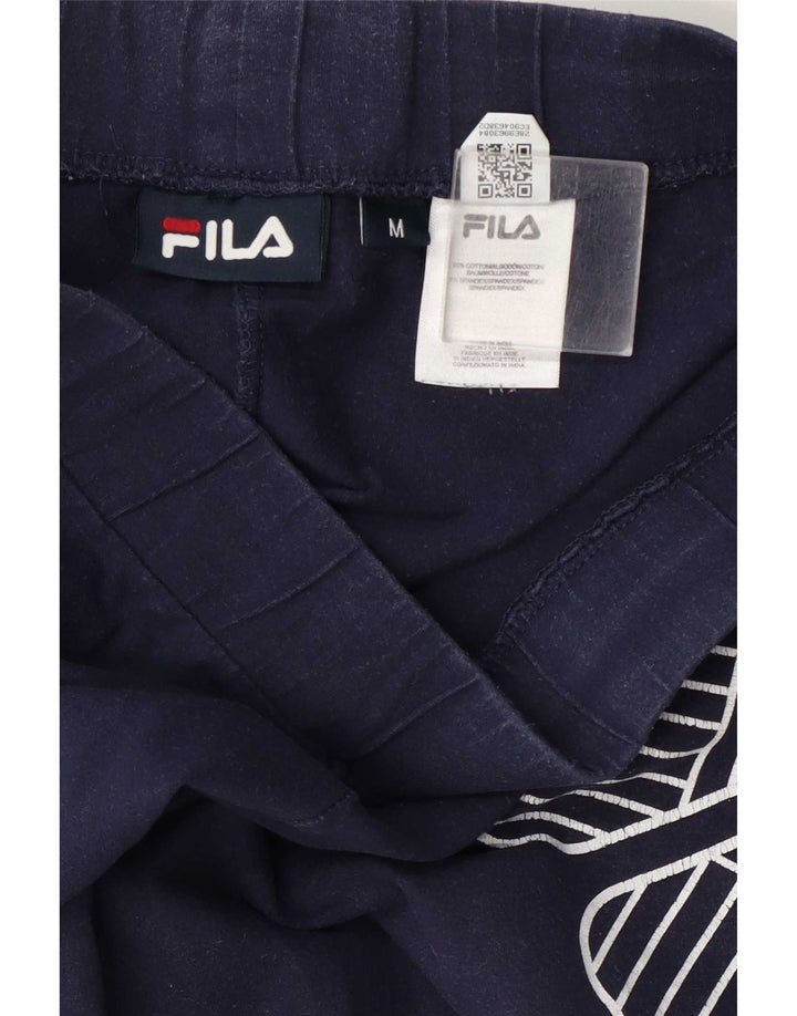 Fila Kvinders Grafiske Leggings UK 12 Medium Navyblå Bomuld