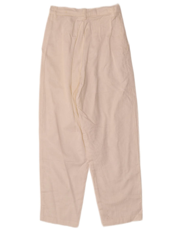 Vintage Womens High Waist Chino Trousers IT 42 Medium W22 L25 White Cotton