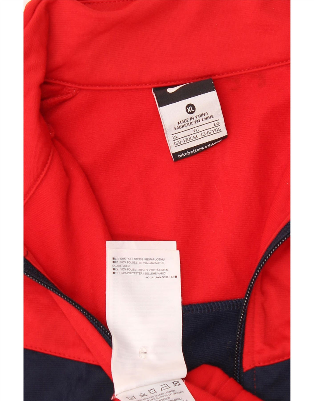 Nike træningsdragt topjakke til drenge 13-14 år XL Rød Colourblock Polyester