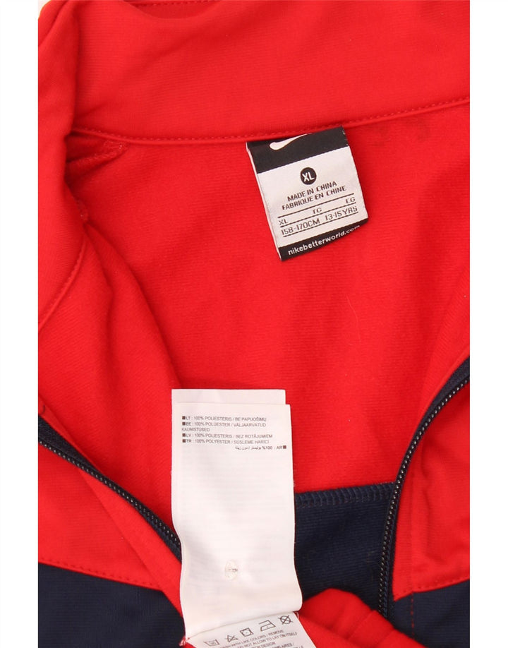 Nike træningsdragt topjakke til drenge 13-14 år XL Rød Colourblock Polyester