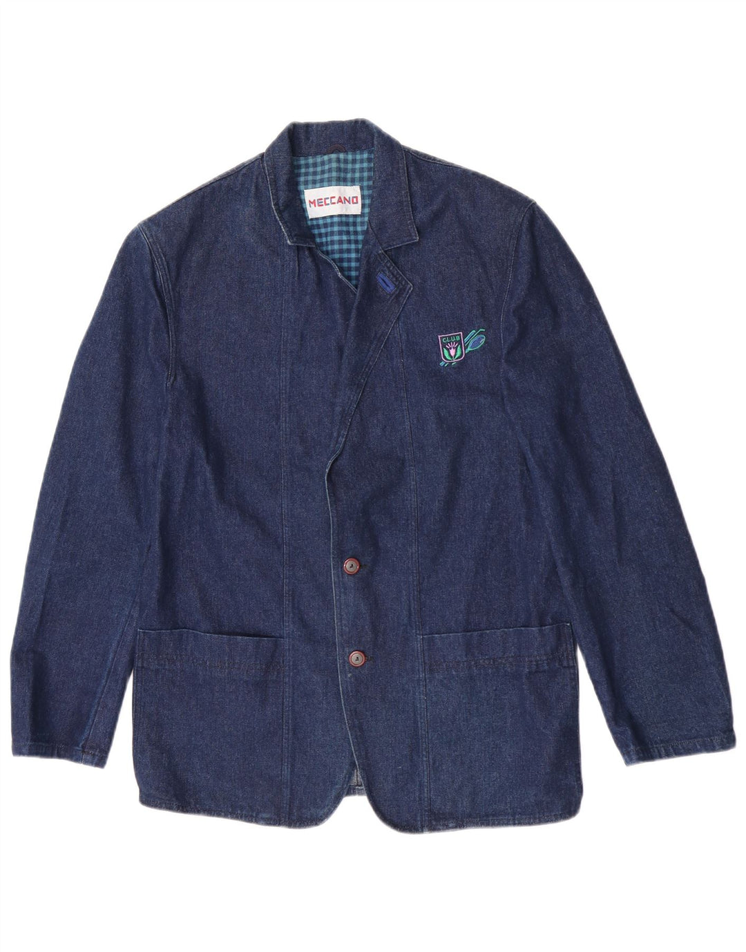 Meccano Herre 2-knaps Denim Blazer Jacket UK 38 Medium Navy Blue Bomuld