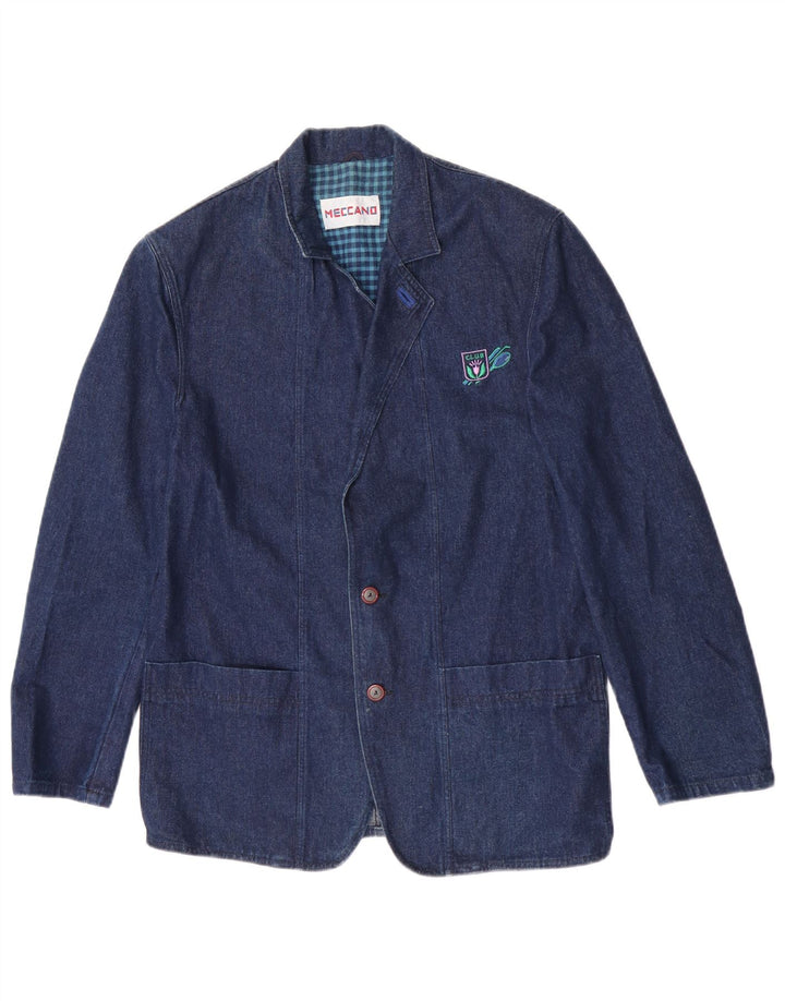 Meccano Herre 2-knaps Denim Blazer Jacket UK 38 Medium Navy Blue Bomuld