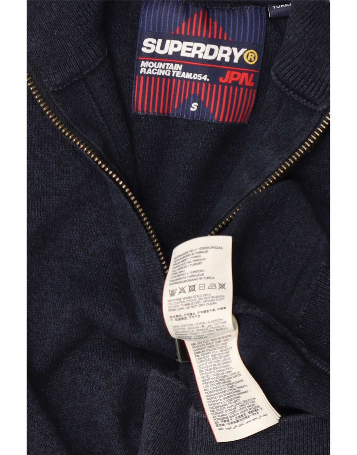 Superdry Sweater med lynlås til mænd, lille marineblå bomuld