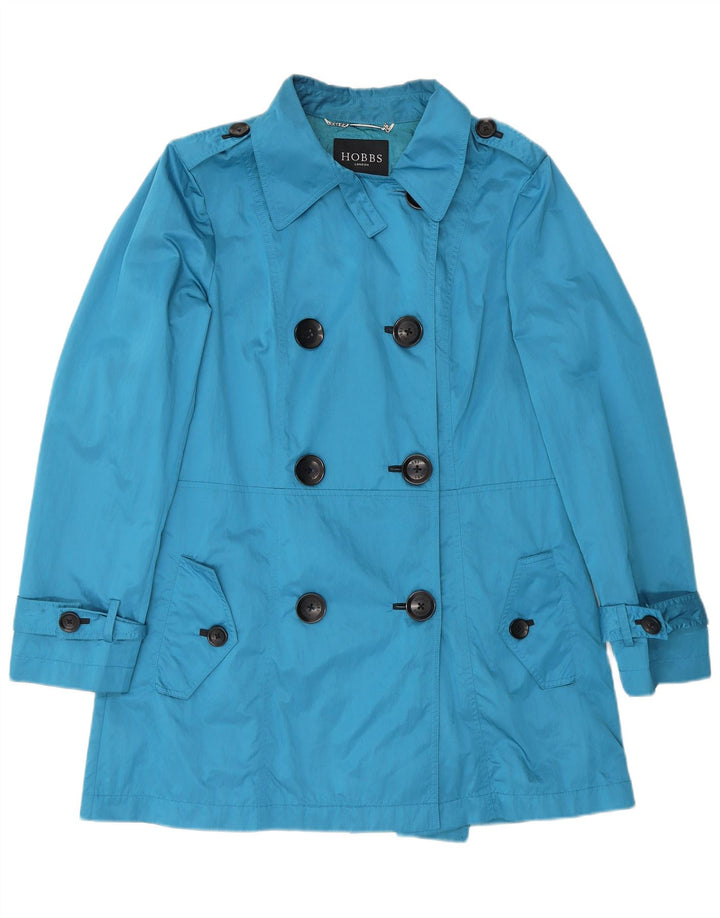 Hobbs Dame Kort Dobbeltradet Trench Coat UK 12 Medium Blue Polyester
