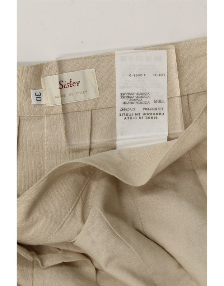 SISLEY Womens Pleated Skirt W30 Medium  Beige Viscose Vintage Sisley and Second-Hand Sisley from Messina Hembry 