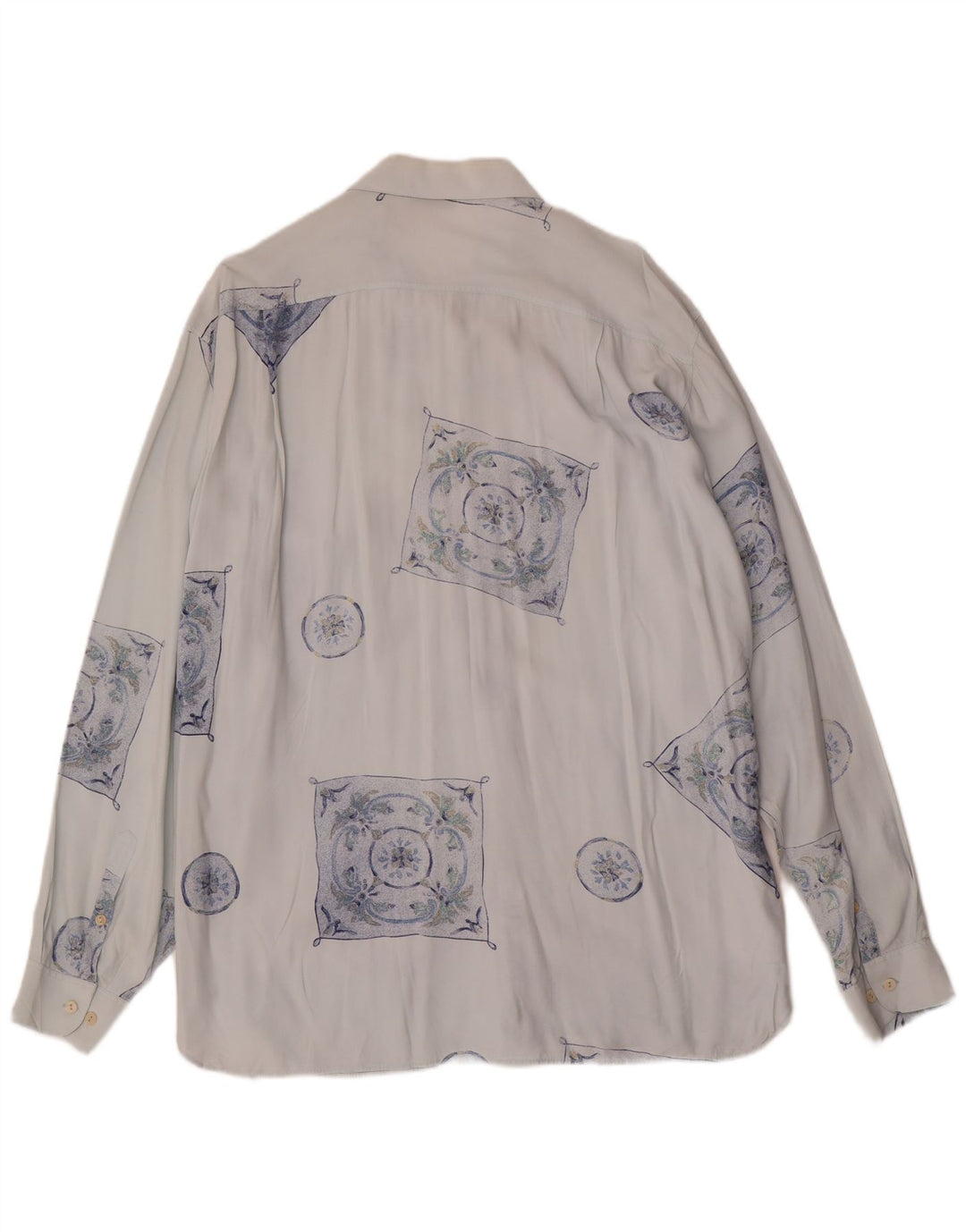 VINTAGE herreskjorte XL blå geometrisk viskose