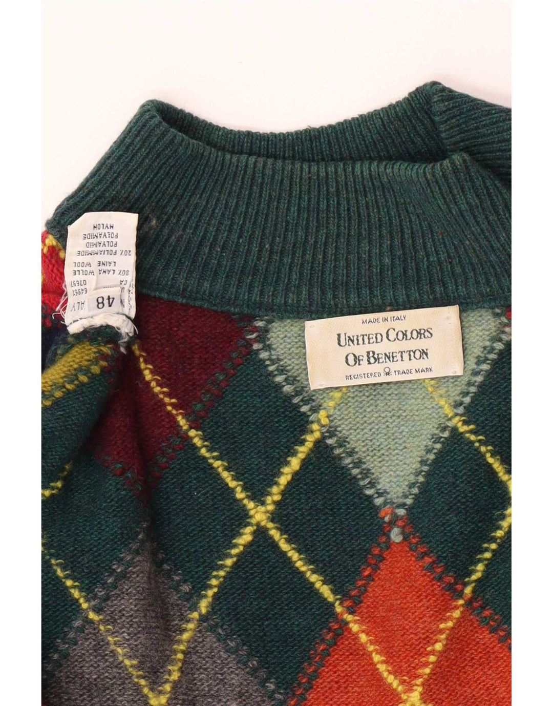 Benetton Dame Oversized Turtle Neck sweater IT 48 XL Grøn