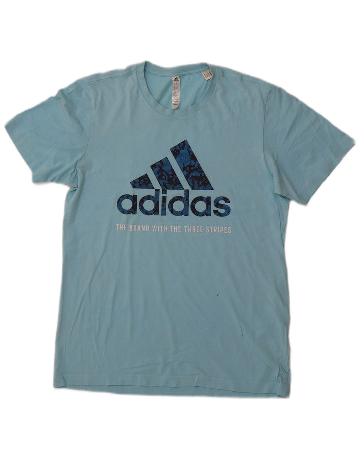 ADIDAS Grafisk T-shirt top til mænd, lille blå bomuld