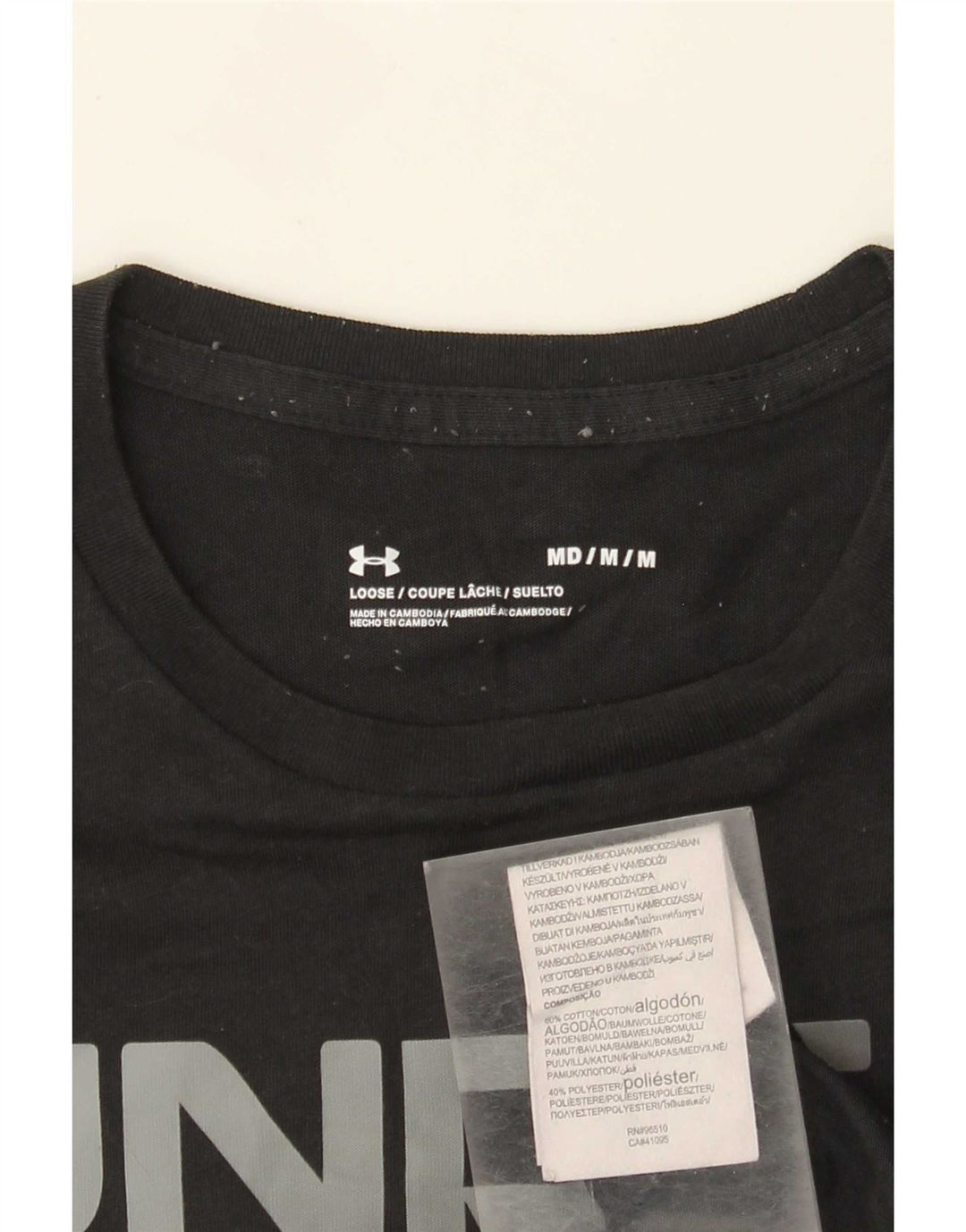 Under Armour Herre grafisk T-shirt Top Medium Sort Bomuld